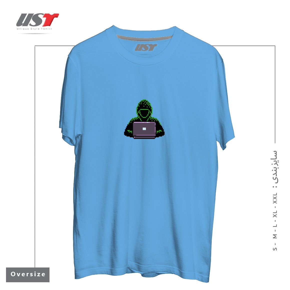 تیشرت اورسایز طرح HACKER PIXEL ART T-SHIRT