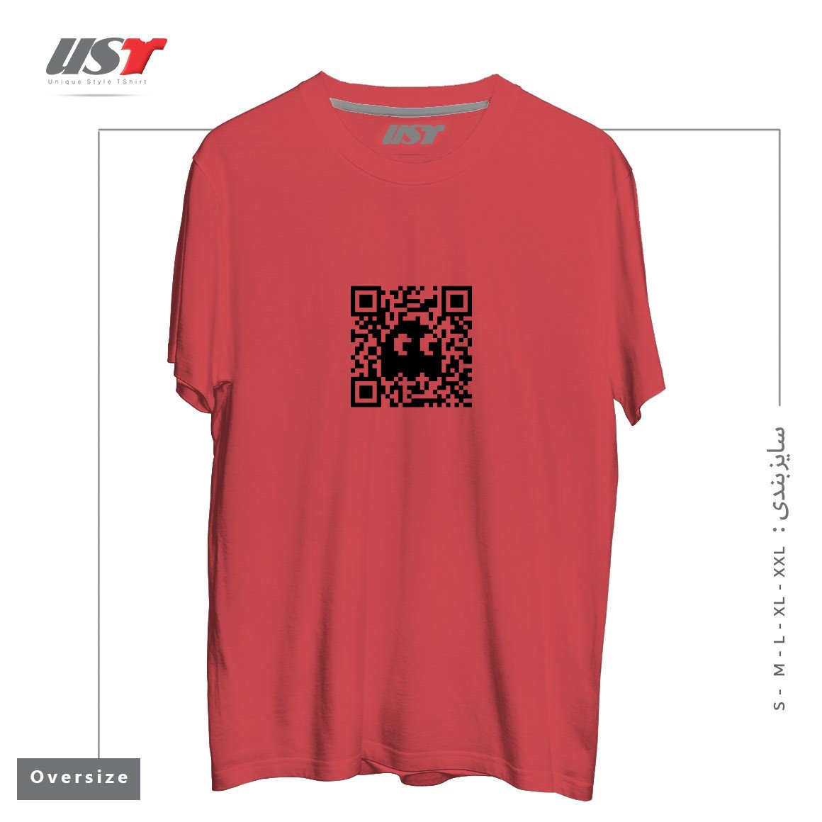 طرح QR GHOST تیشرت اورسایزرنگ ماتیکی