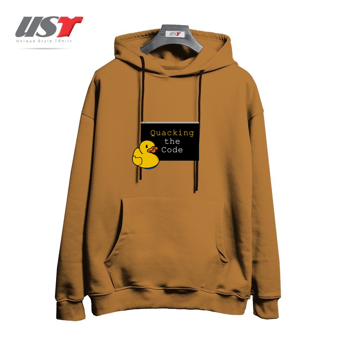 طرح QUACKING THE CODE هودی اورسایزرنگ نسکافه ای
