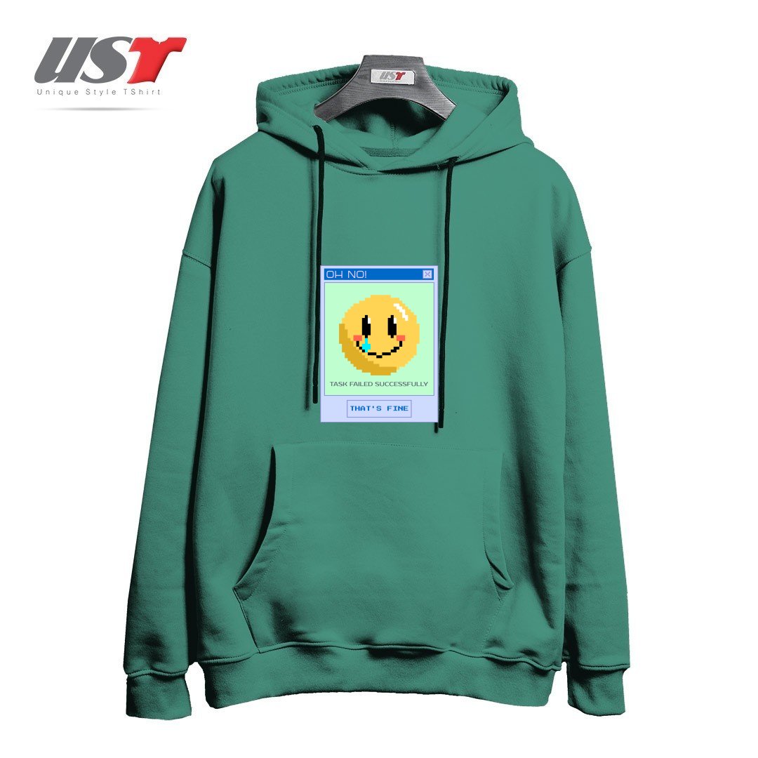 طرح TASK FAILED SUCCESSFULLY - THAT'S FINE هودی اورسایزرنگ سبز سدری