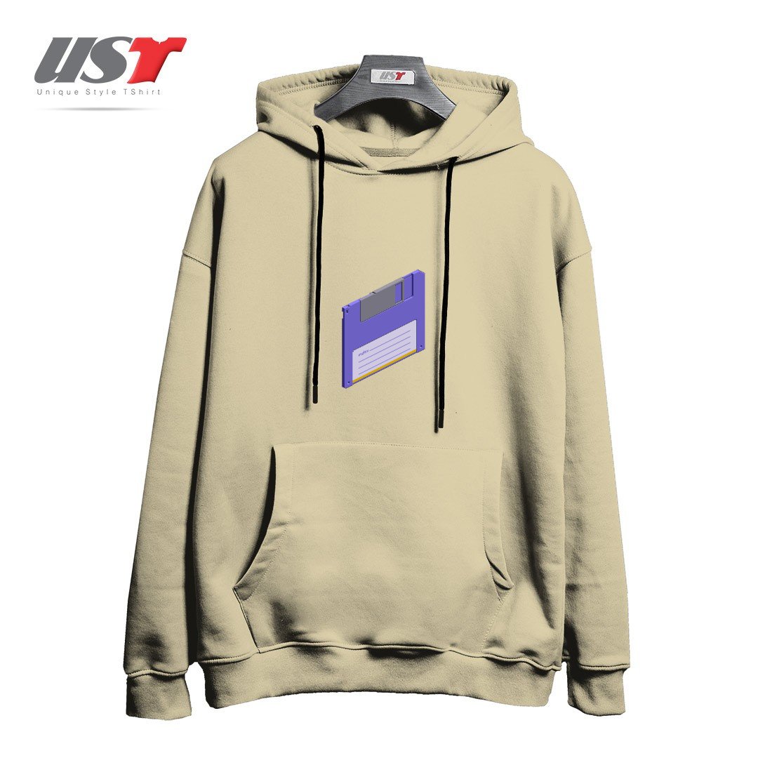 طرح VINTAGE FLOPPY DISK PIXEL ART هودی اورسایزرنگ نخودی