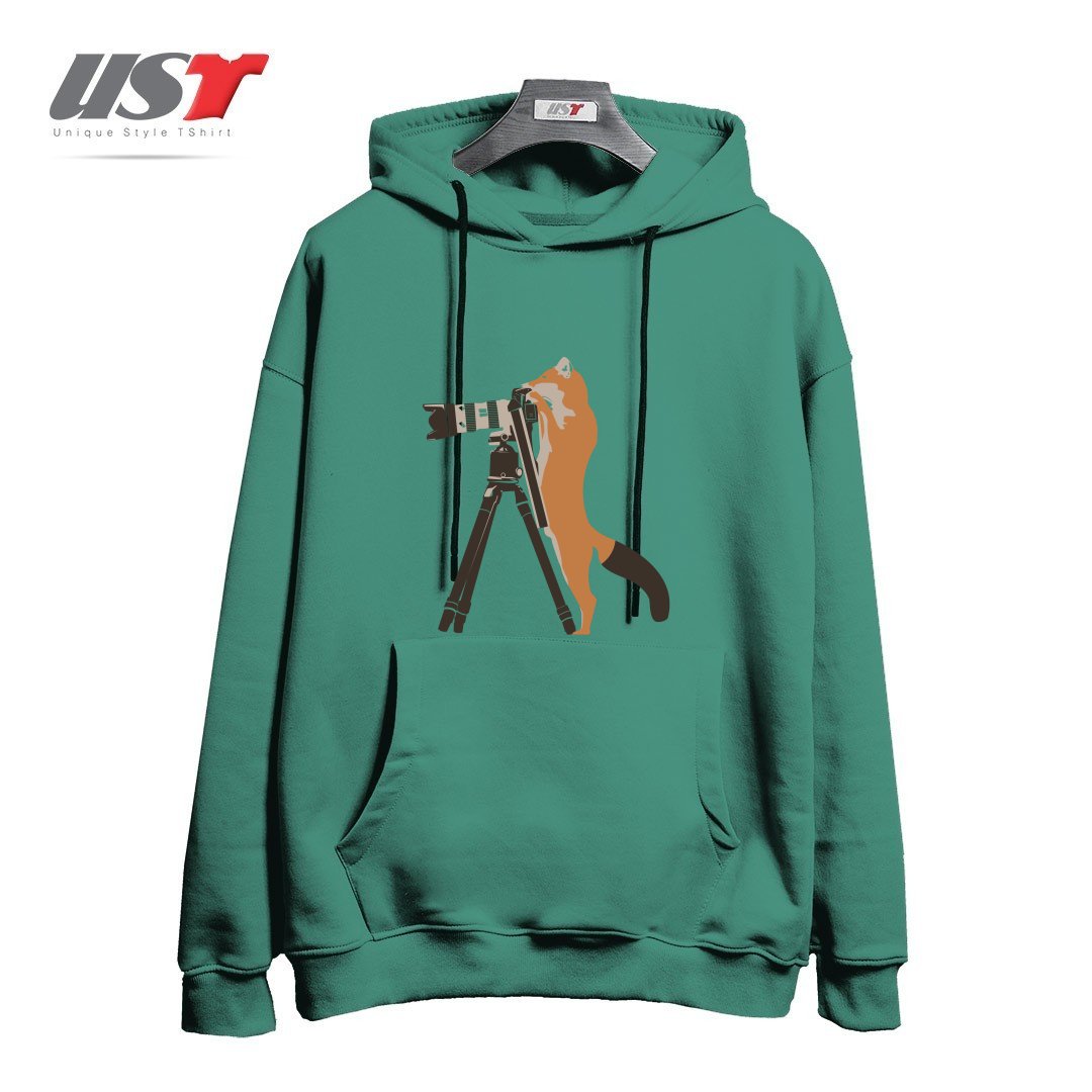 طرح FOXTOGRAPHER هودی اورسایزرنگ سبز سدری