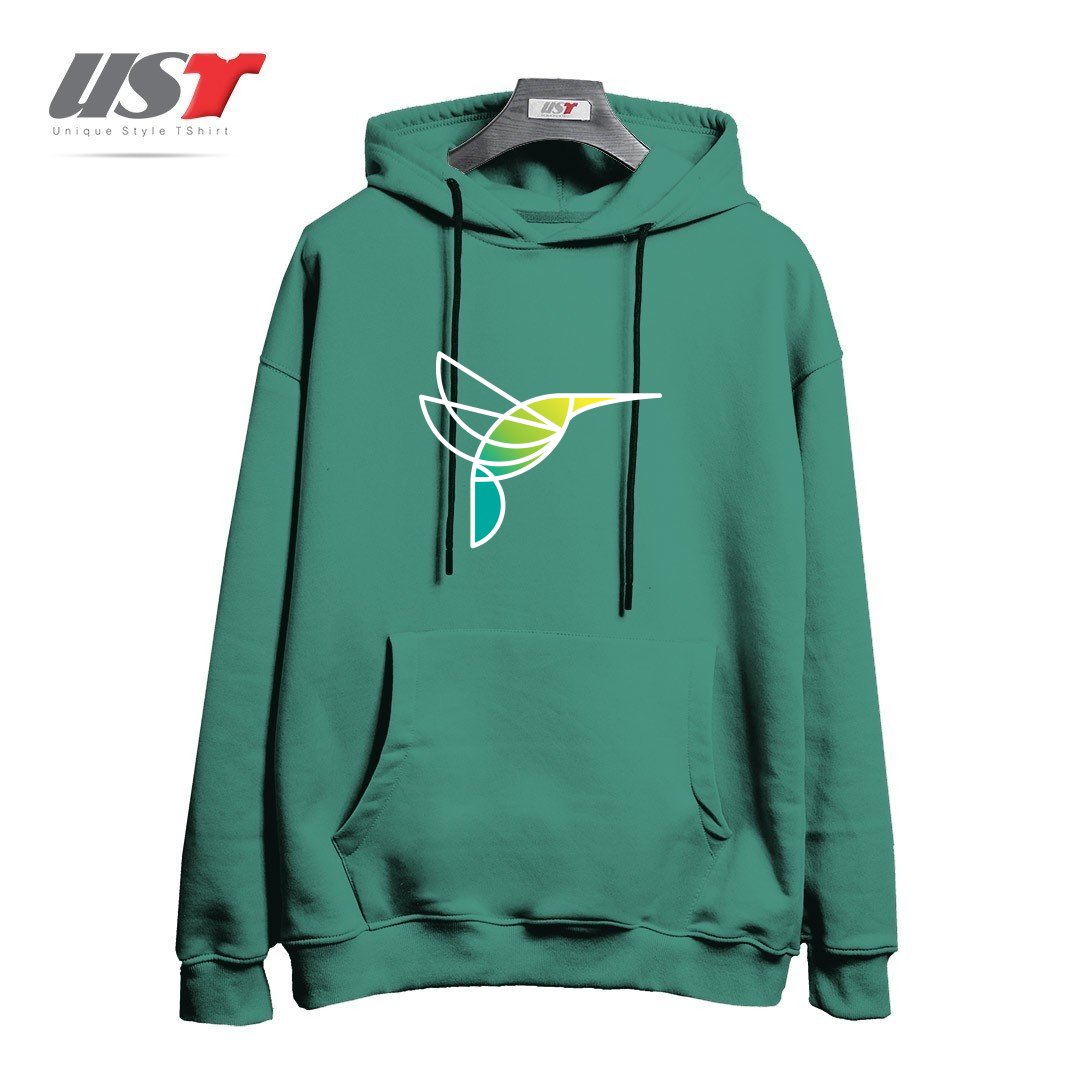 طرح HUMMINGBIRD هودی اورسایزرنگ سبز سدری