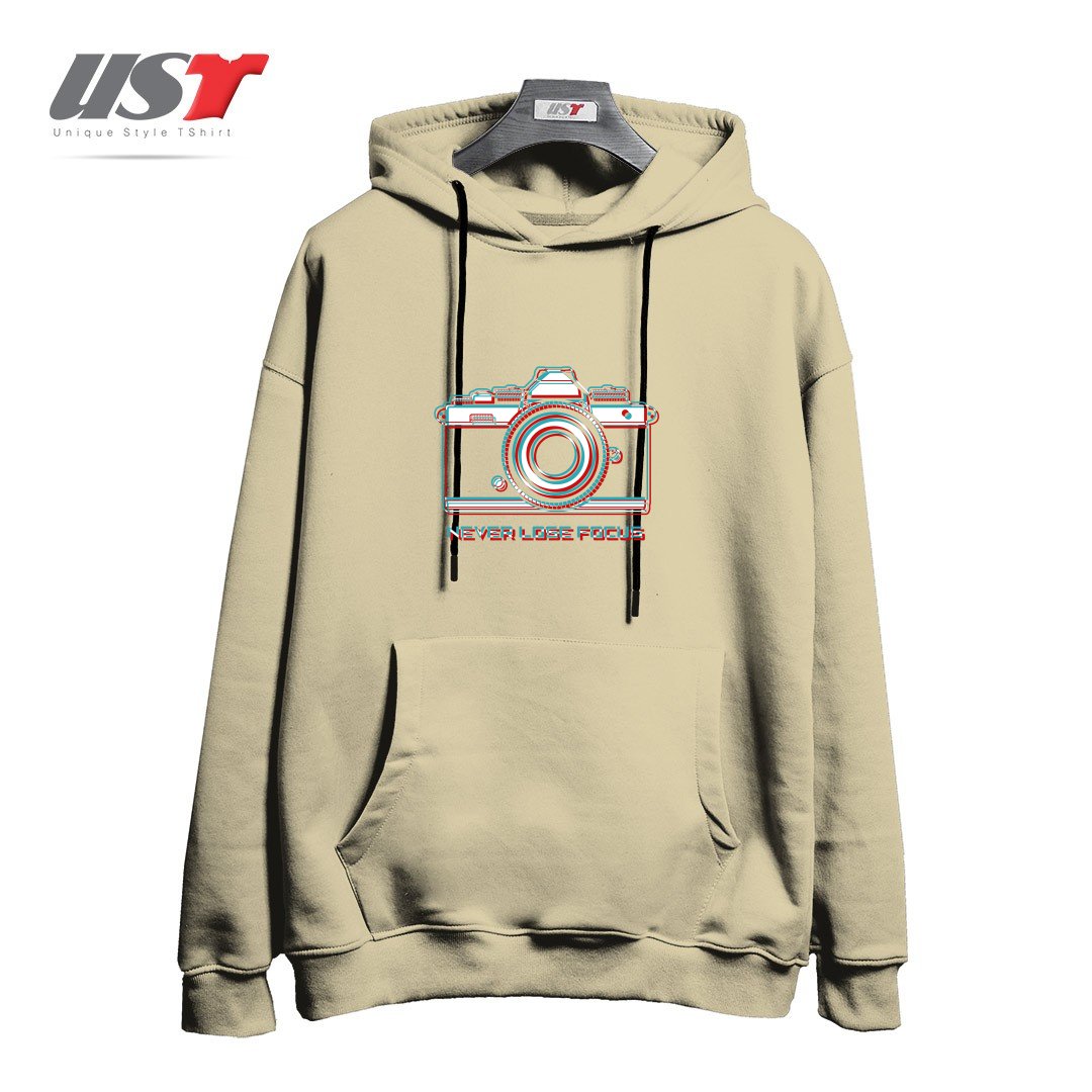 طرح NEVER LOSE FOCUS هودی اورسایزرنگ نخودی