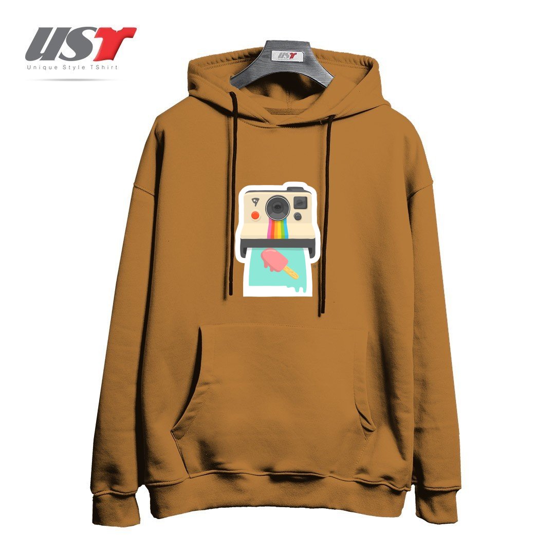 طرح SUMMER THINGS هودی اورسایزرنگ نسکافه ای