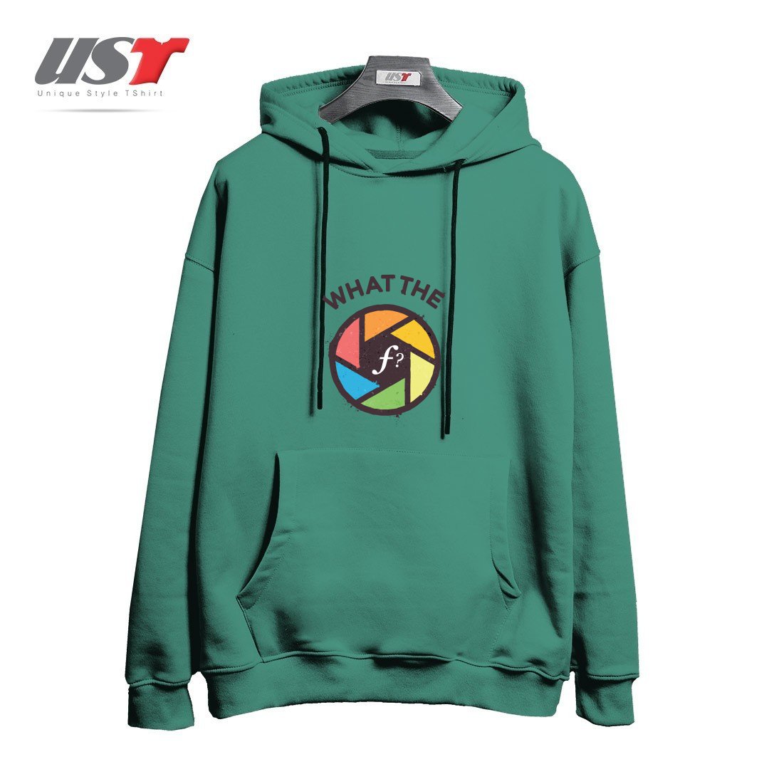 طرح WTF - WHAT THE F هودی اورسایزرنگ سبز سدری