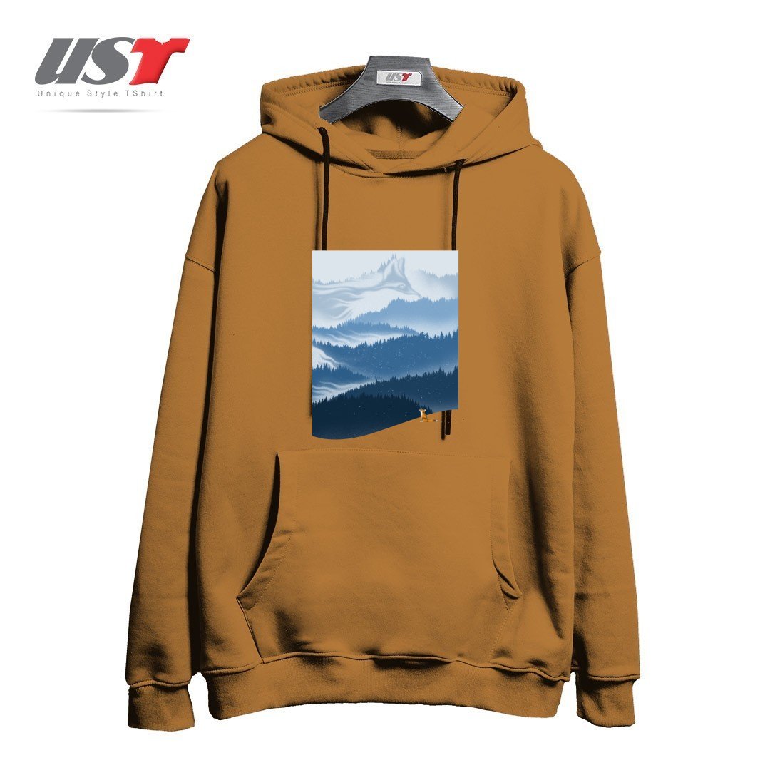 طرح MOUNTAIN SPIRIT هودی اورسایزرنگ نسکافه ای