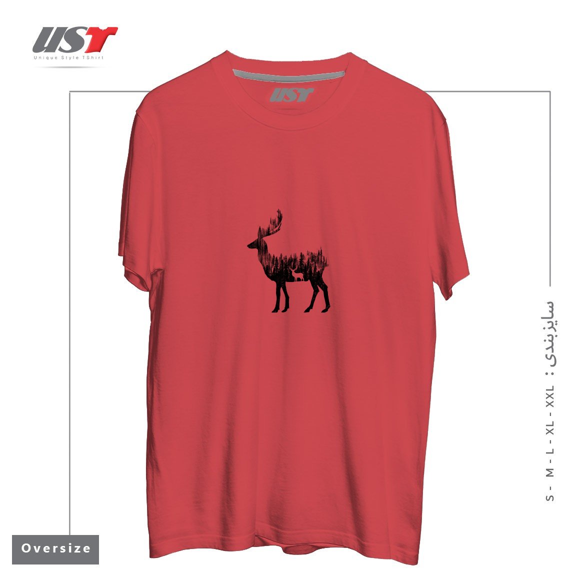 طرح THE DEER تیشرت اورسایزرنگ ماتیکی
