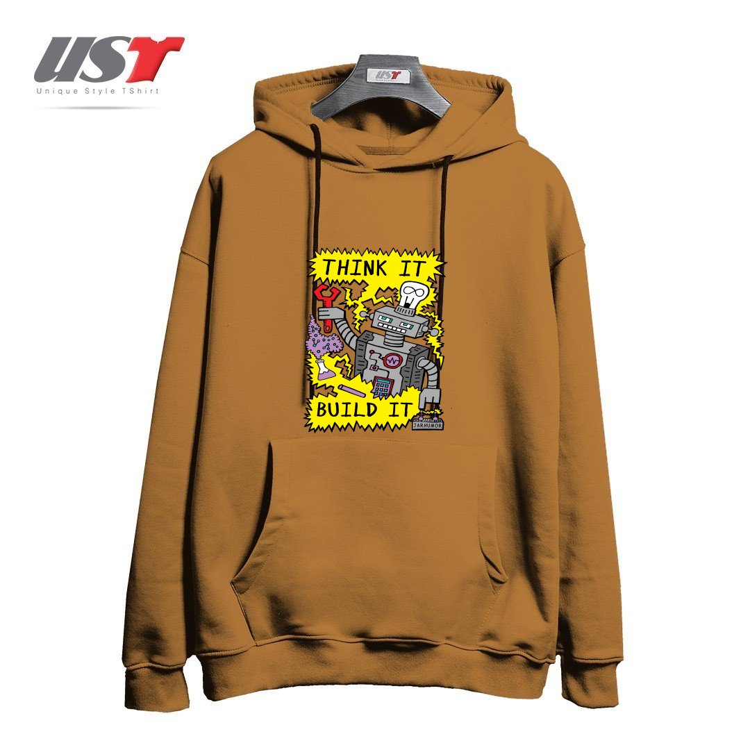 هودی اورسایز طرح THINK BUILD ROBOT