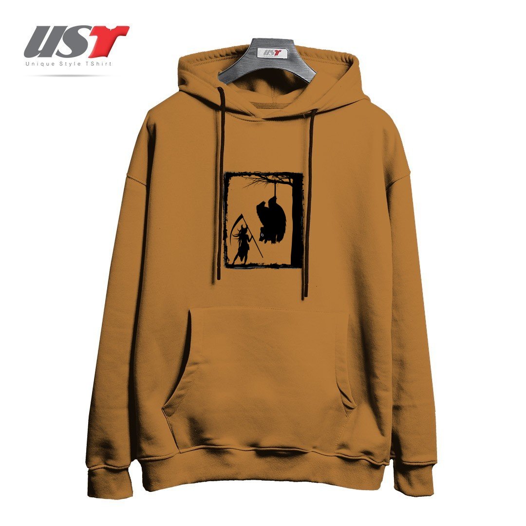 طرح BEAR KICK هودی اورسایزرنگ نسکافه ای