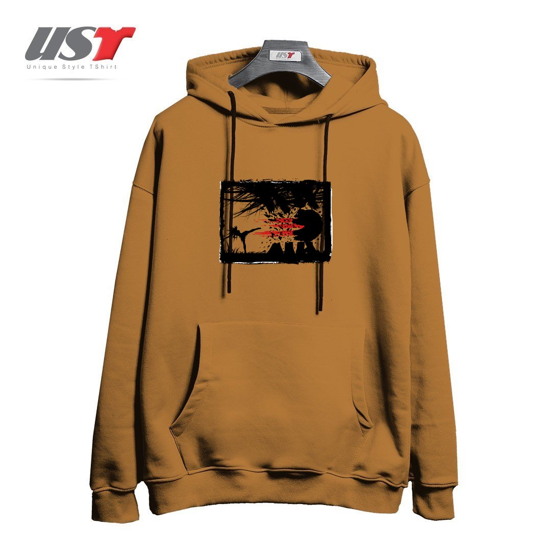 طرح BEAR KICK3 هودی اورسایزرنگ نسکافه ای