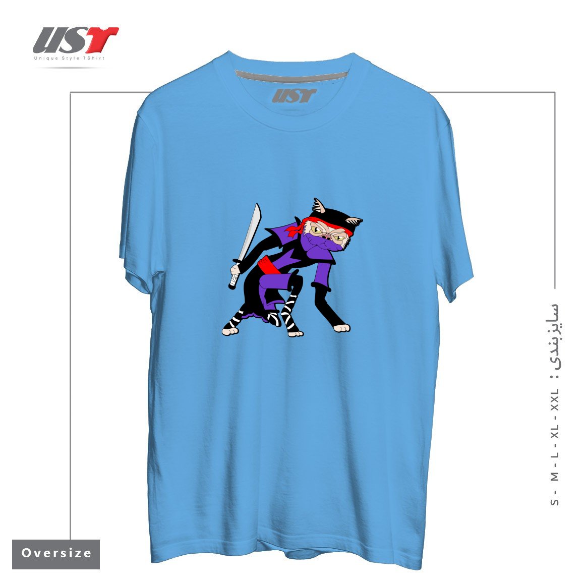 تیشرت اورسایز طرح GRUMPY NINJA CAT