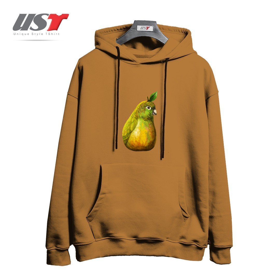 طرح BARTLETT PEARROT هودی اورسایزرنگ نسکافه ای