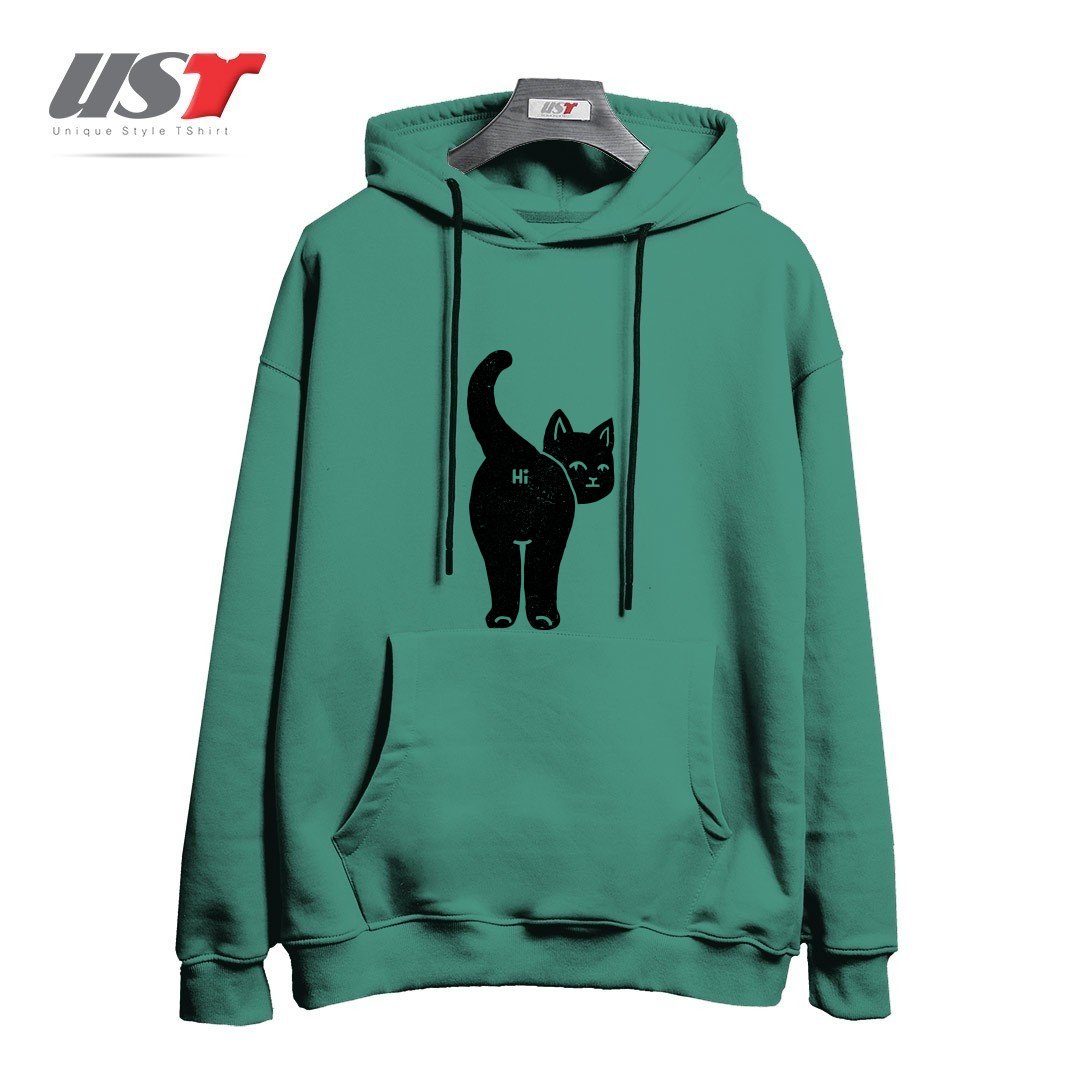 هودی اورسایز طرح HELLO CAT BUTT MINIMALIST BLACK BY TOBE FONSECA