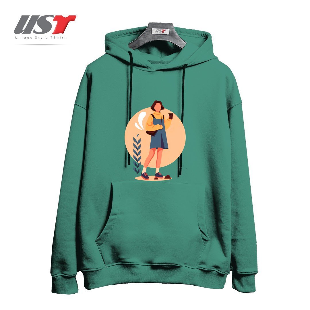 طرح لایف استایل هودی اورسایزرنگ سبز سدری