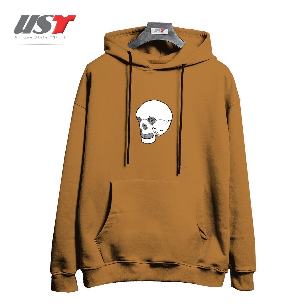 طرح SMALL KITTEN UNDER LOVE LOCK هودی اورسایزرنگ نسکافه ای