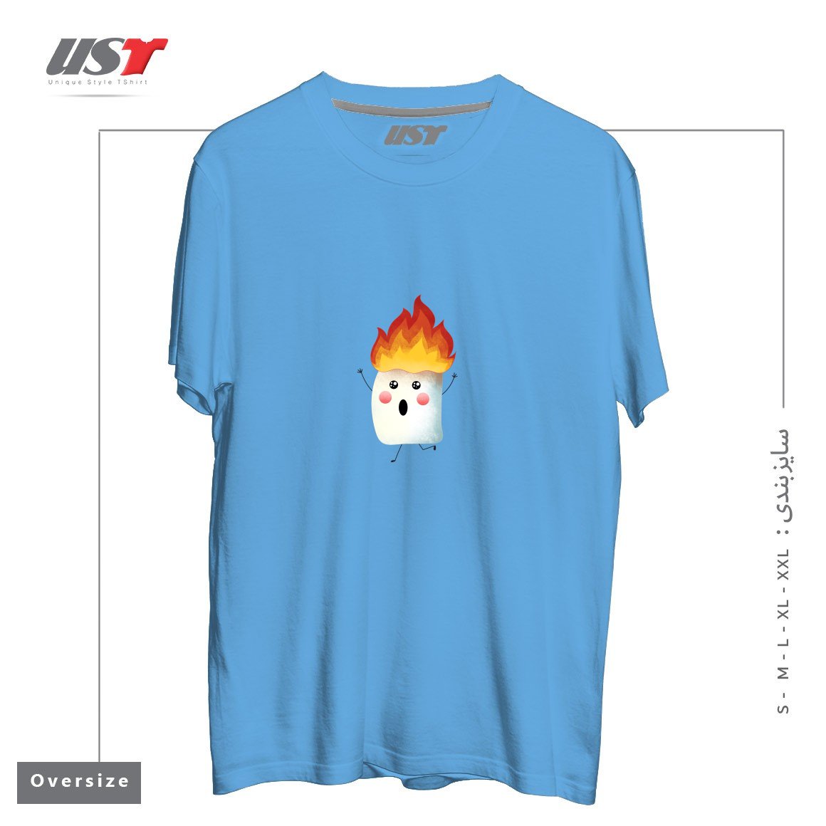 طرح RUNNING FAST تیشرت اورسایزرنگ آبی روشن