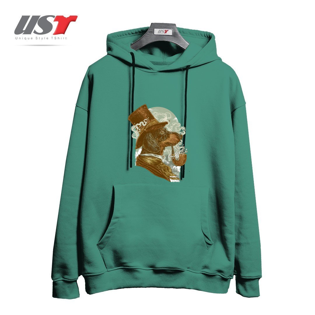 طرح CLASSY DACHSHUND هودی اورسایزرنگ سبز سدری