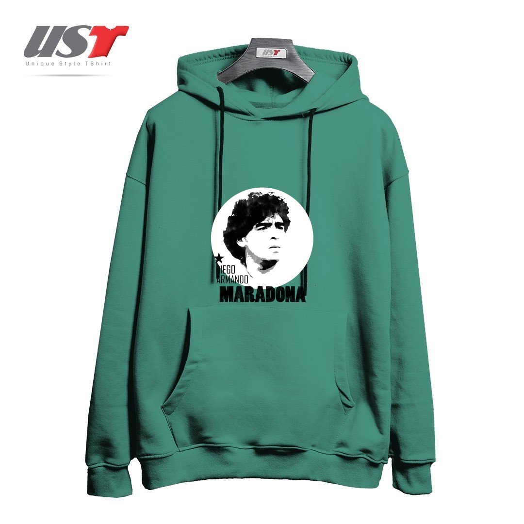 طرح MARADONA3 هودی اورسایزرنگ سبز سدری