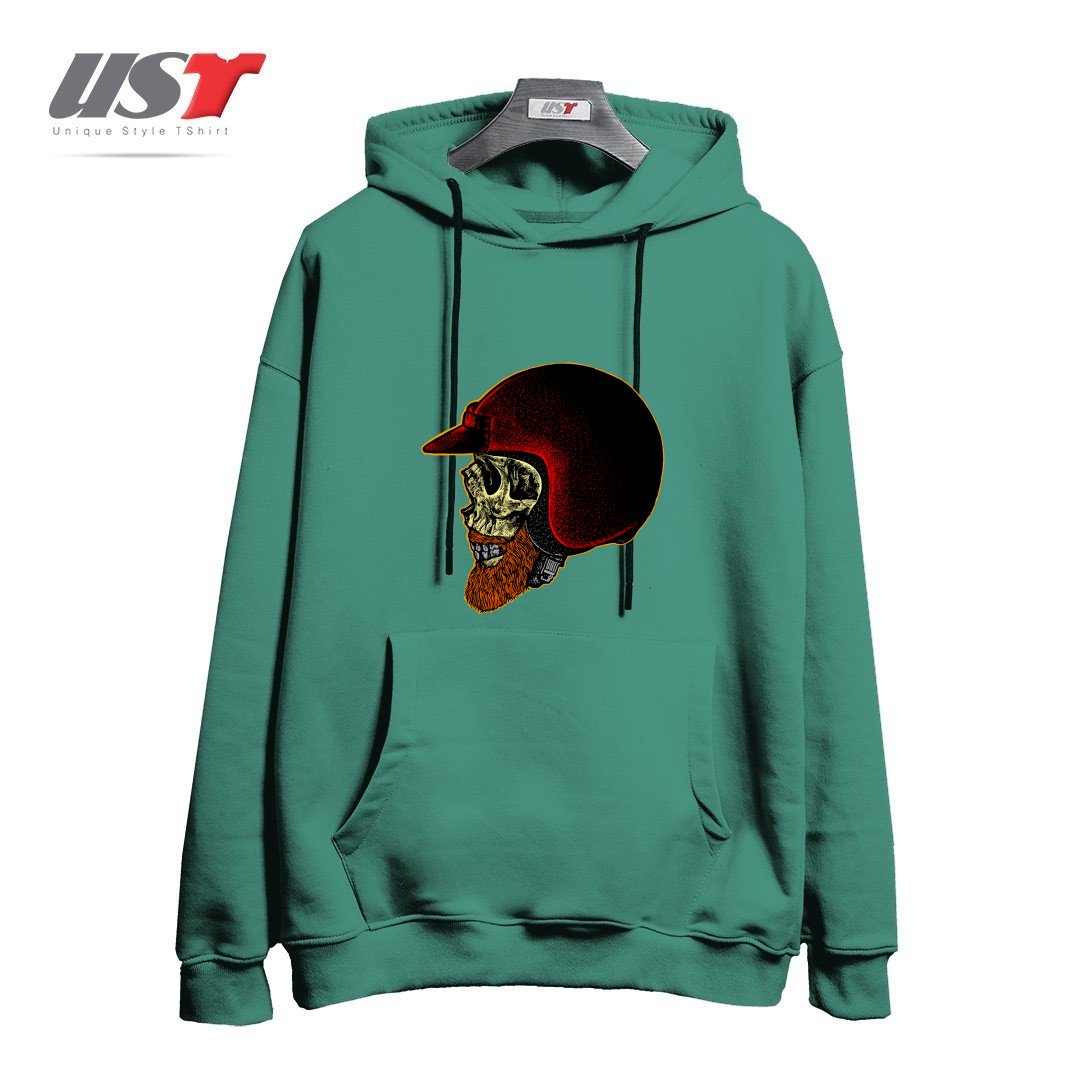 طرح MIGHTY BIKER هودی اورسایزرنگ سبز سدری