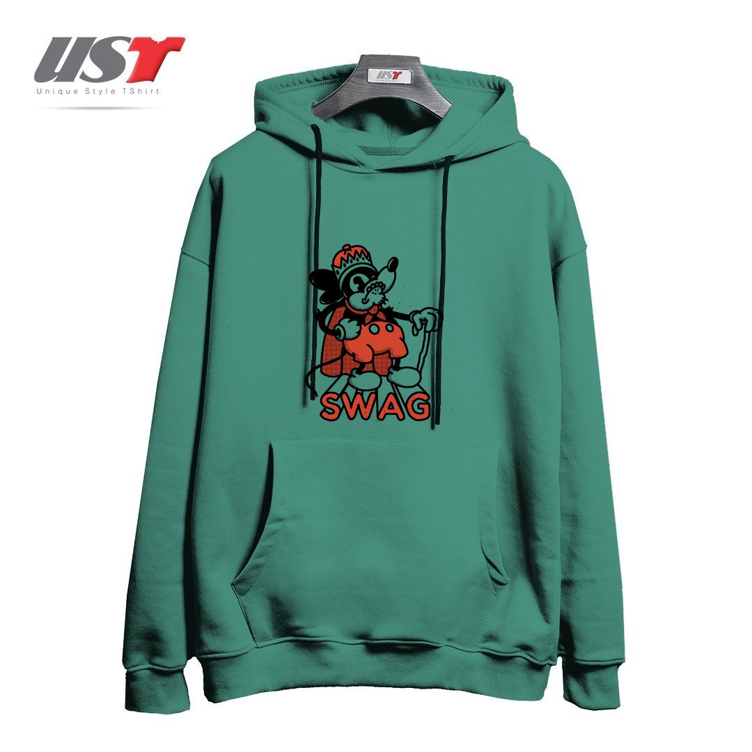 طرح RAT SWAG هودی اورسایزرنگ سبز سدری