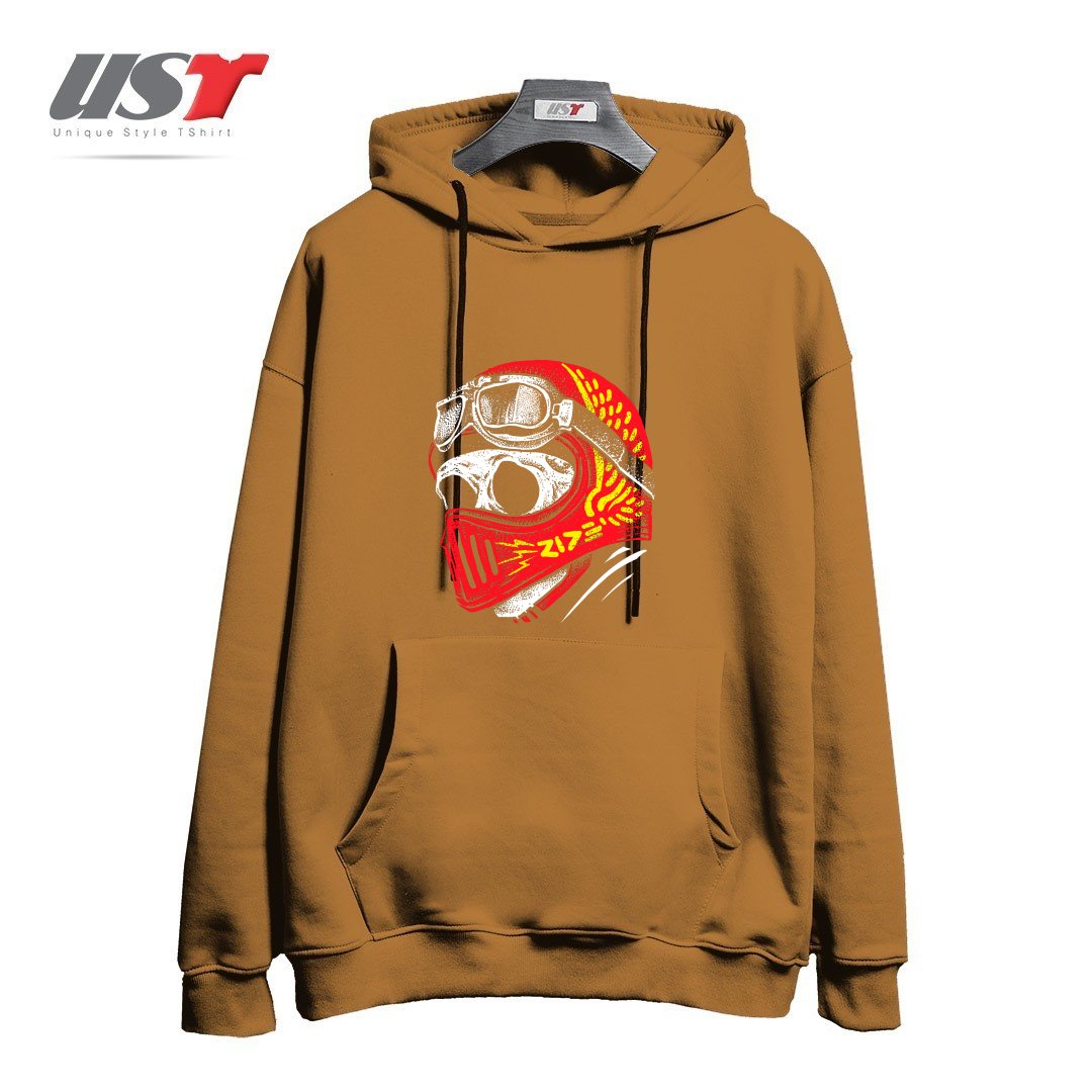 طرح RIDE SKULL هودی اورسایزرنگ نسکافه ای