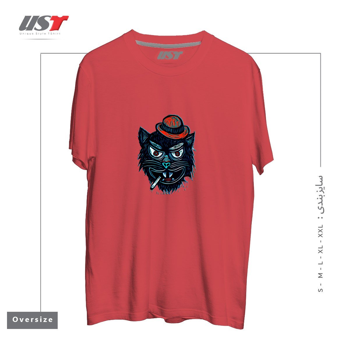 طرح TOUGH CAT تیشرت اورسایزرنگ ماتیکی