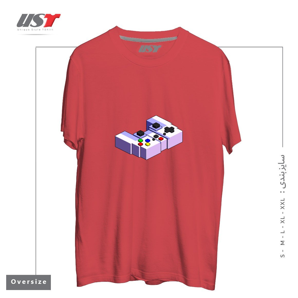 طرح GAME CONTROLLER PIXEL ART تیشرت اورسایزرنگ ماتیکی