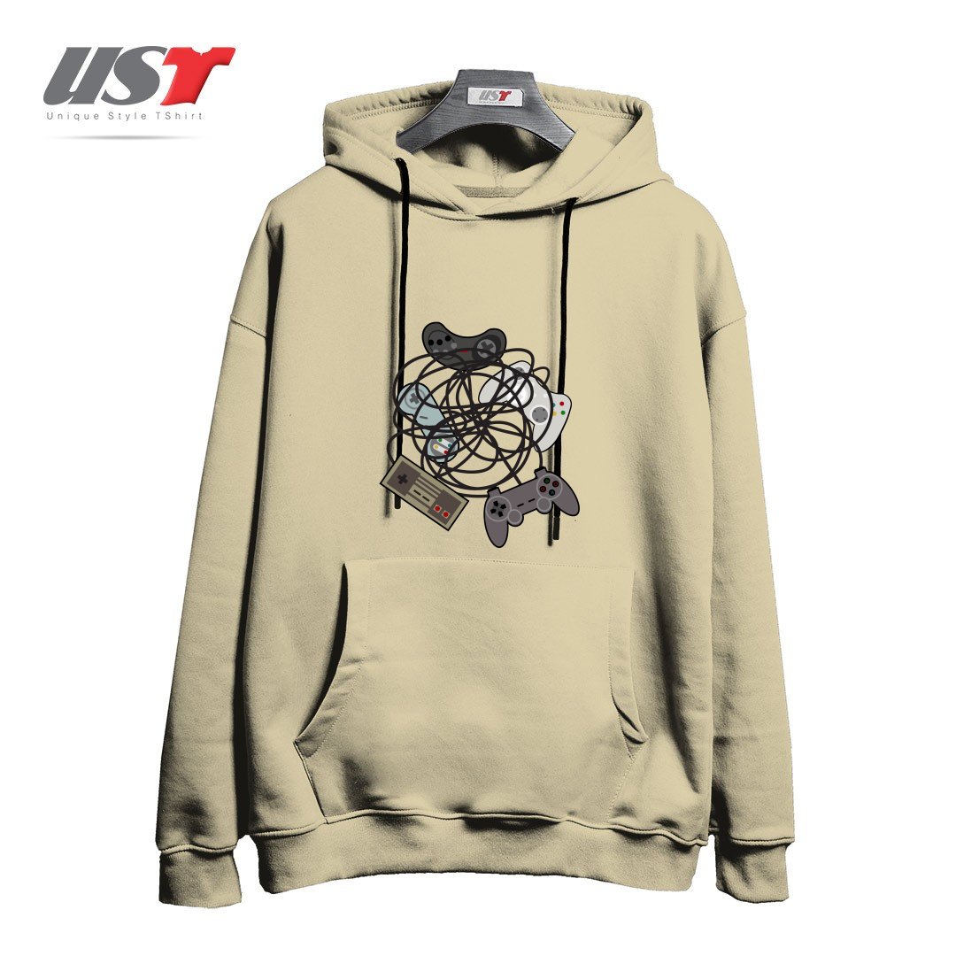 طرح TANGLED JOYSTICKS هودی اورسایزرنگ نخودی