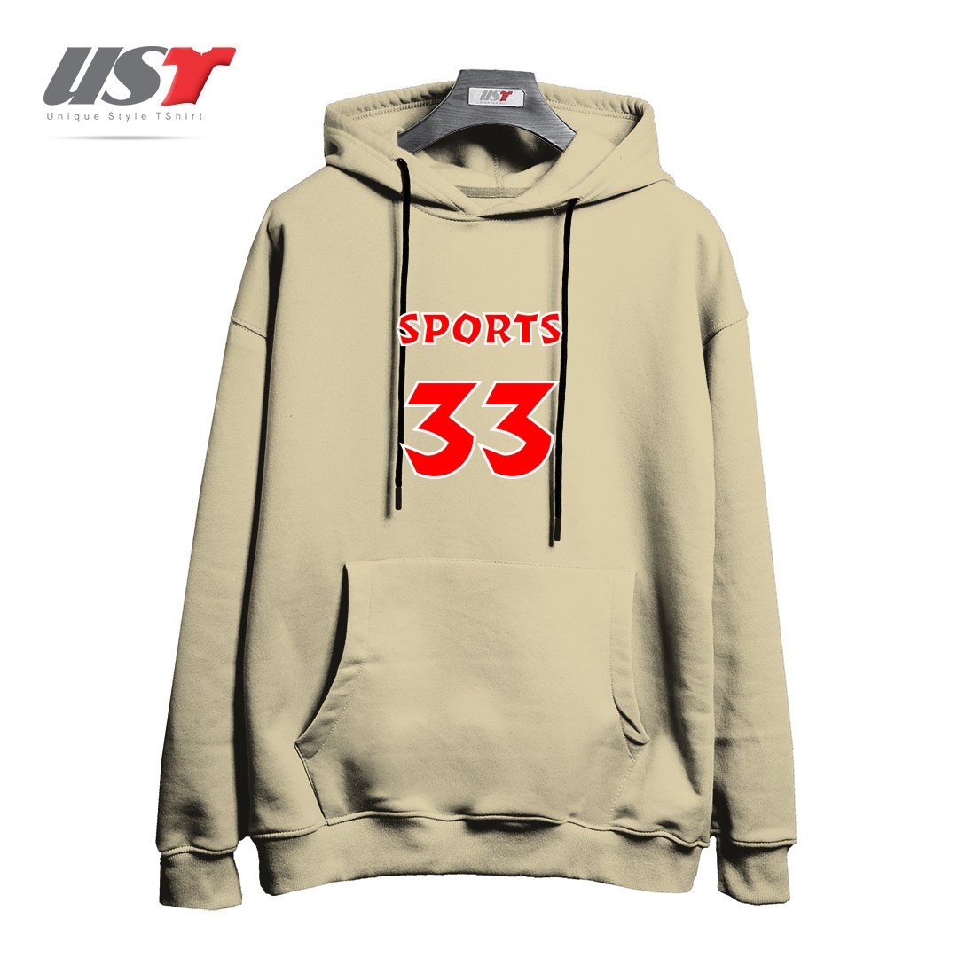 طرح SPORTS هودی اورسایزرنگ نخودی
