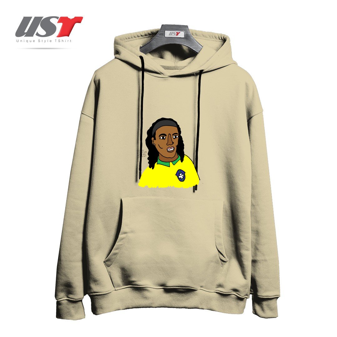 طرح RONALDINHO BRAZIL FOOTBALL T SHIRT هودی اورسایزرنگ نخودی