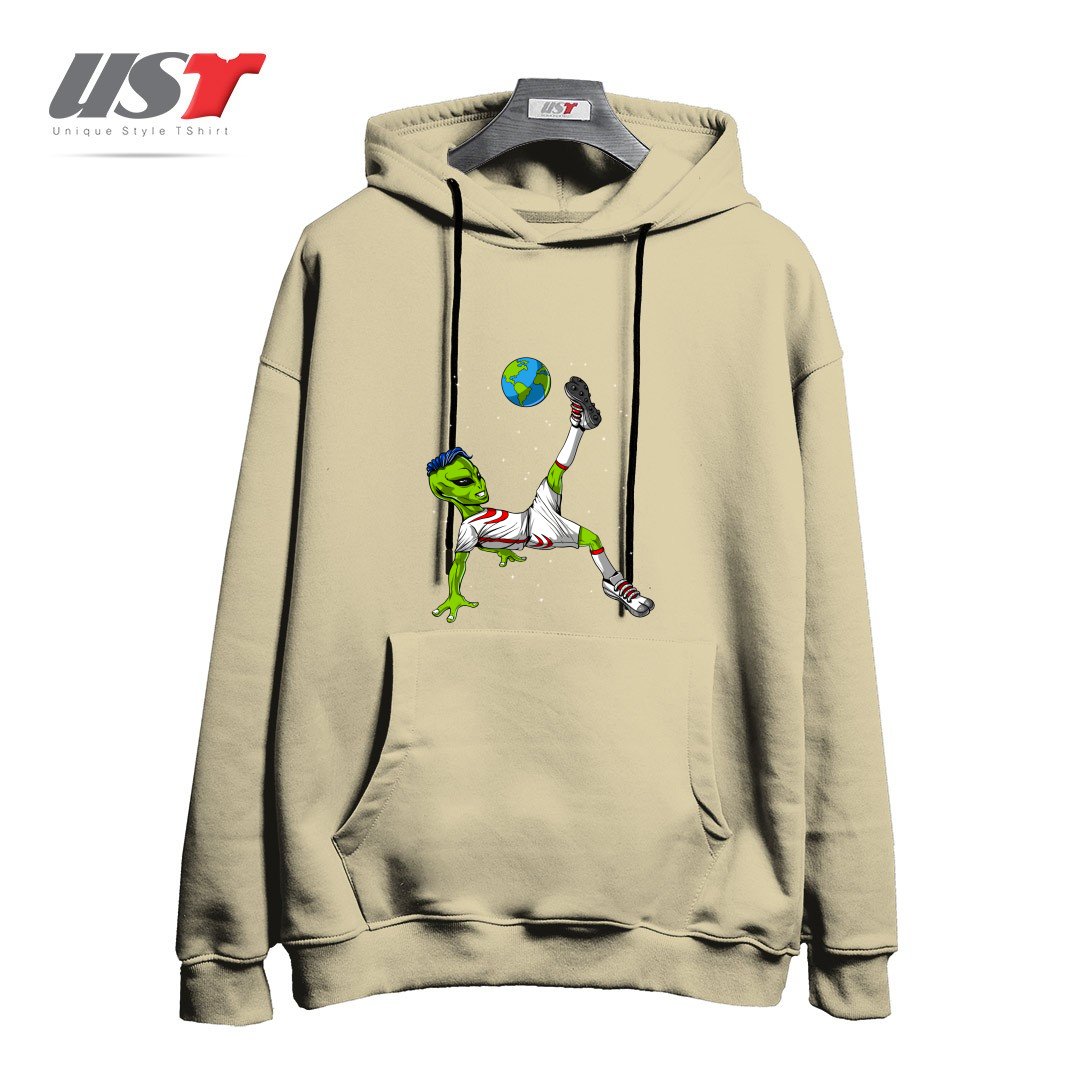 طرح ALIEN SOCCER هودی اورسایزرنگ نخودی