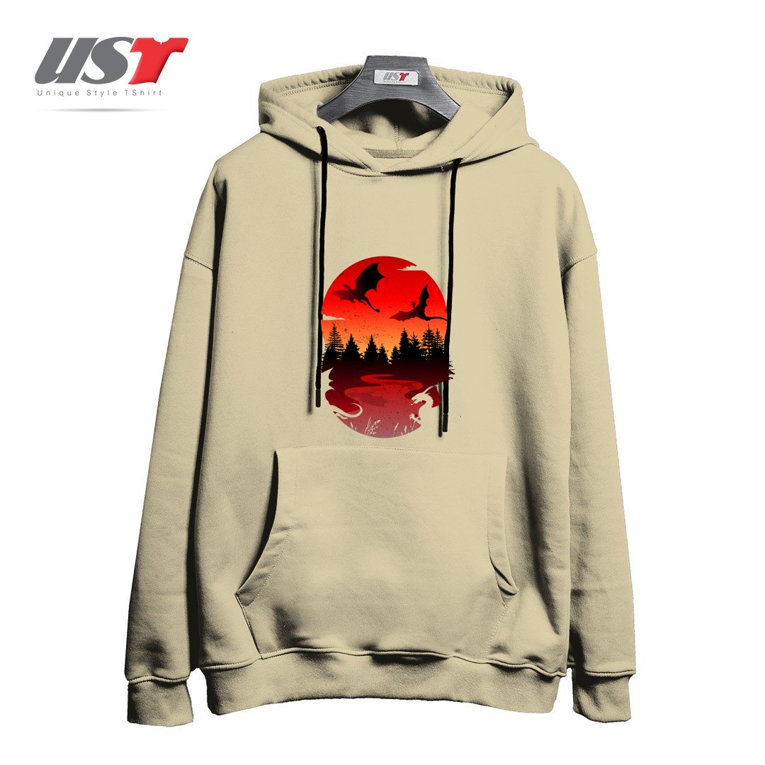 طرح BETWEEN NIGHT AND DAY هودی اورسایزرنگ نخودی