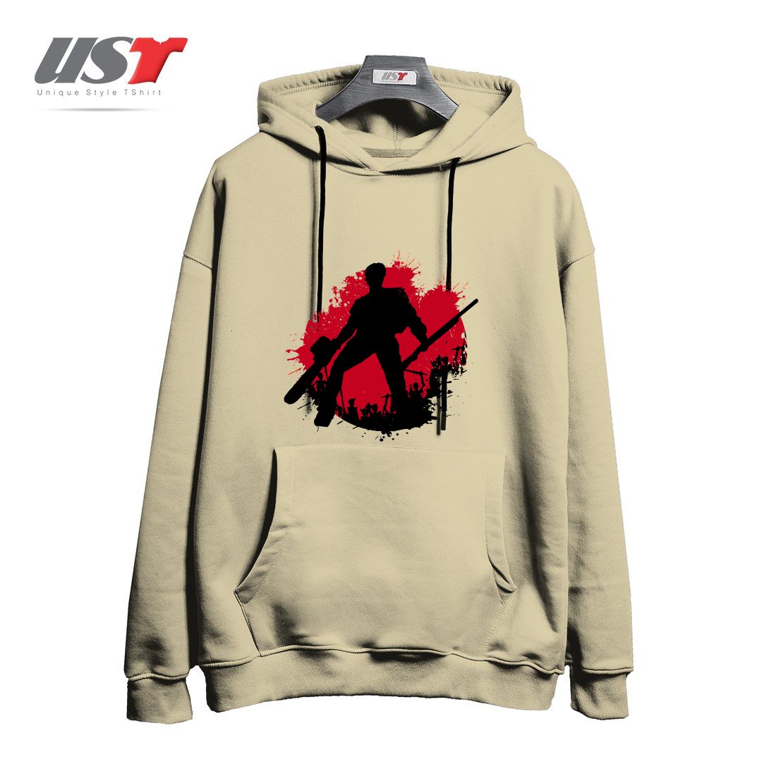 طرح DARK ARMY هودی اورسایزرنگ نخودی