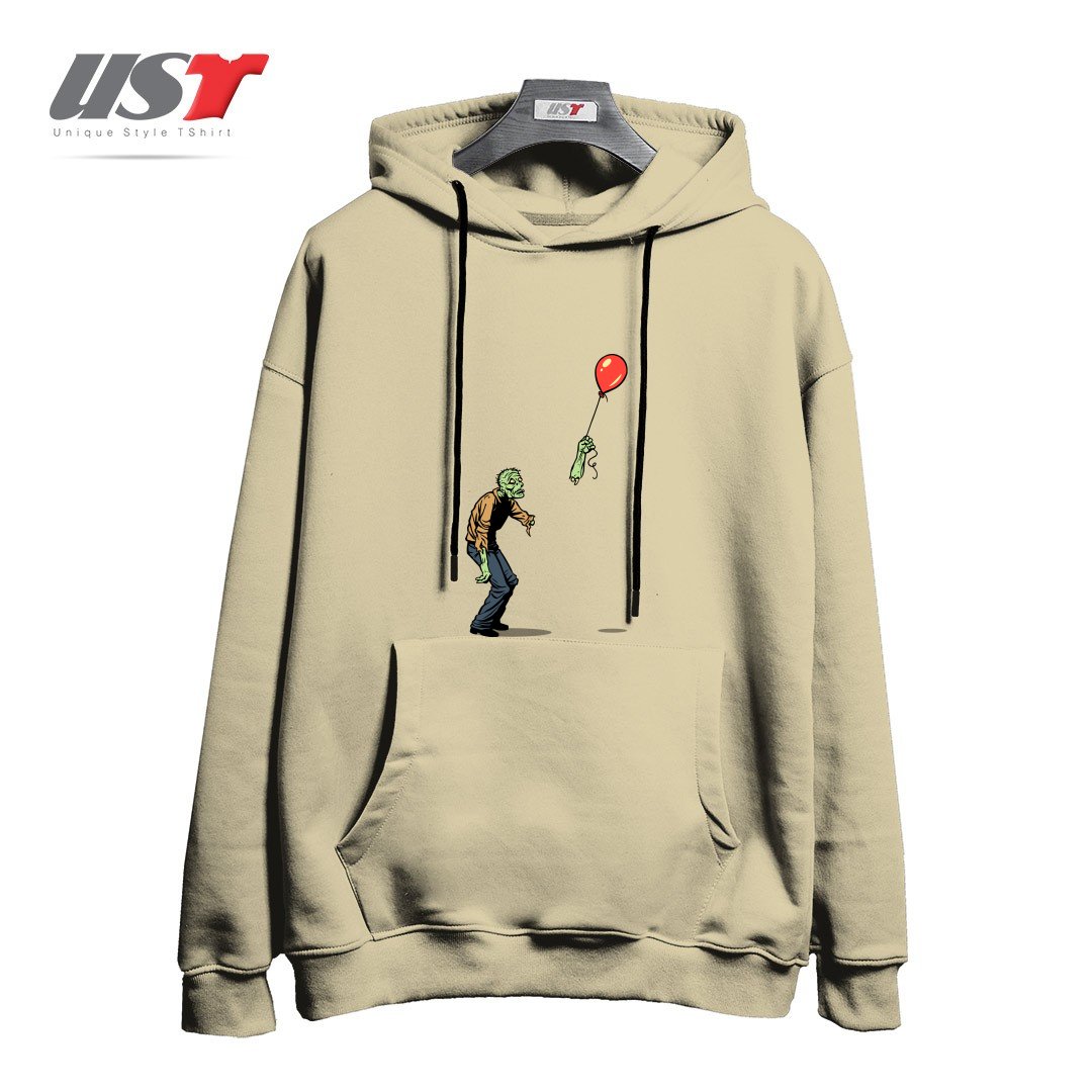 طرح HAPPINESS IS FLEETING هودی اورسایزرنگ نخودی