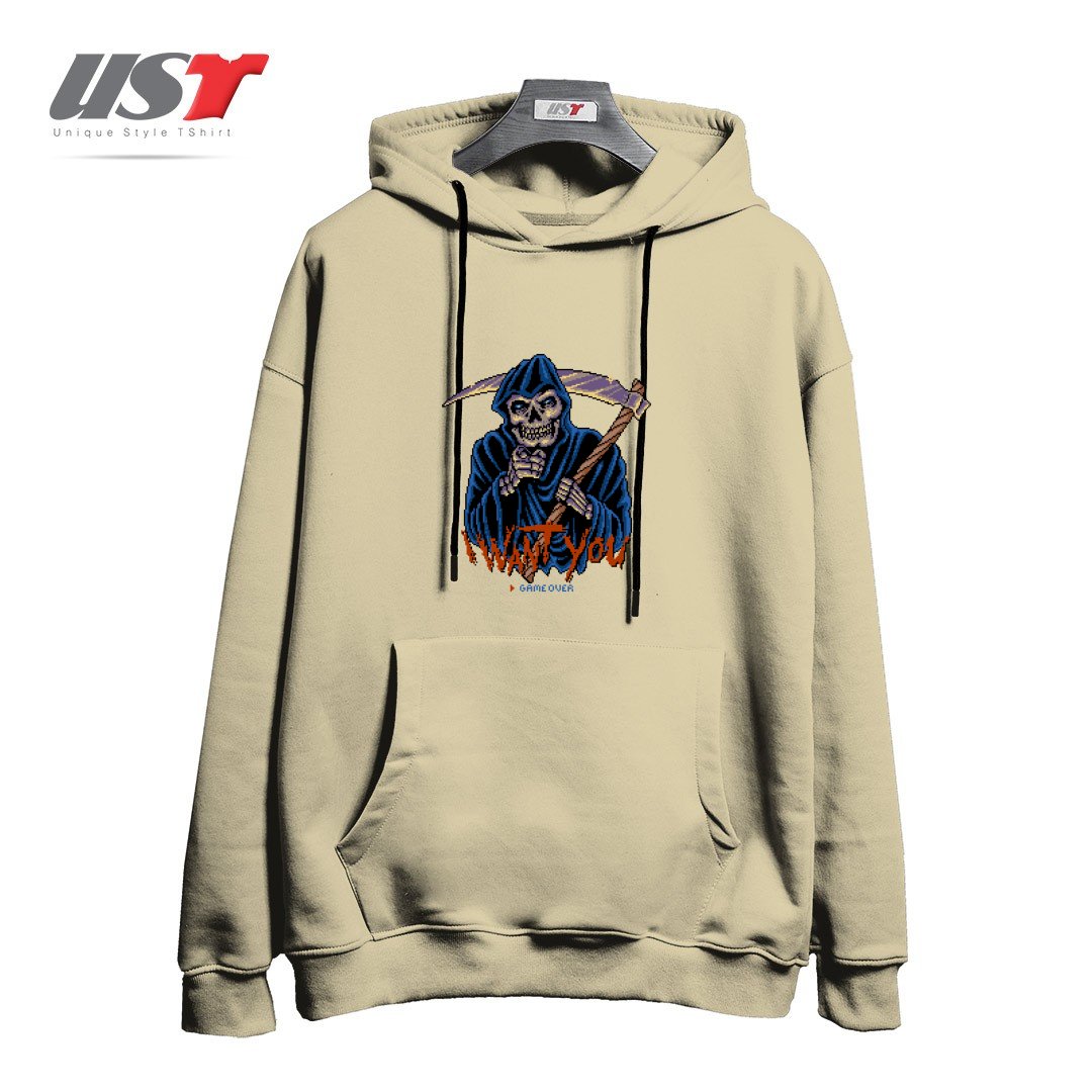 طرح I WANT YOU GAME OVER هودی اورسایزرنگ نخودی