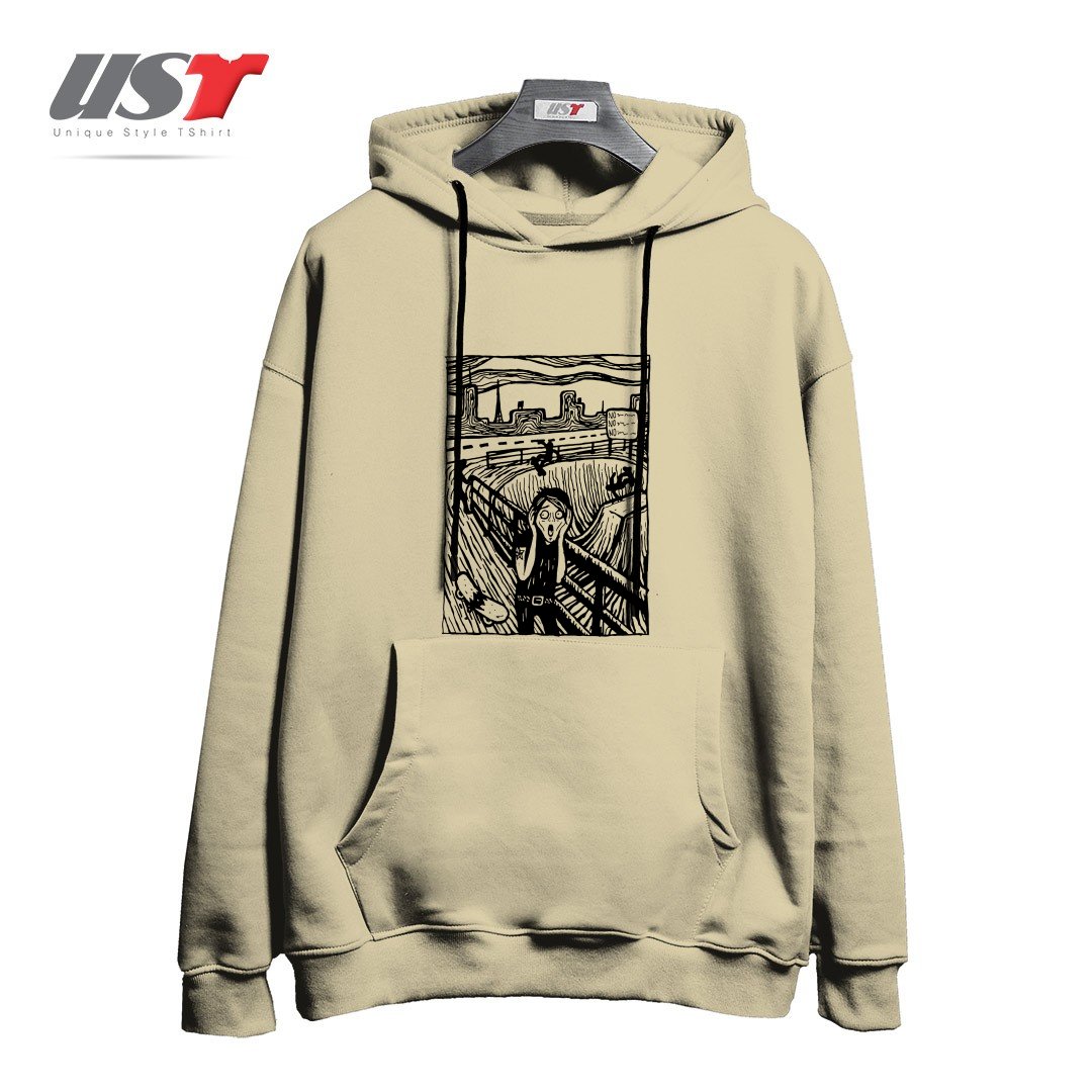 طرح THE SCR-EMO هودی اورسایزرنگ نخودی