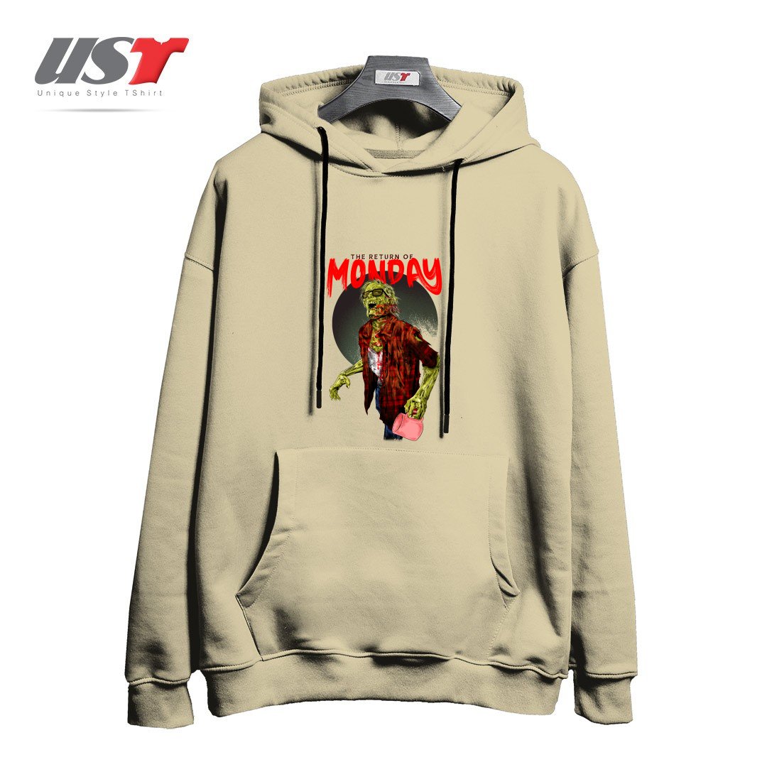 طرح THE RETURN OF MONDAY هودی اورسایزرنگ نخودی