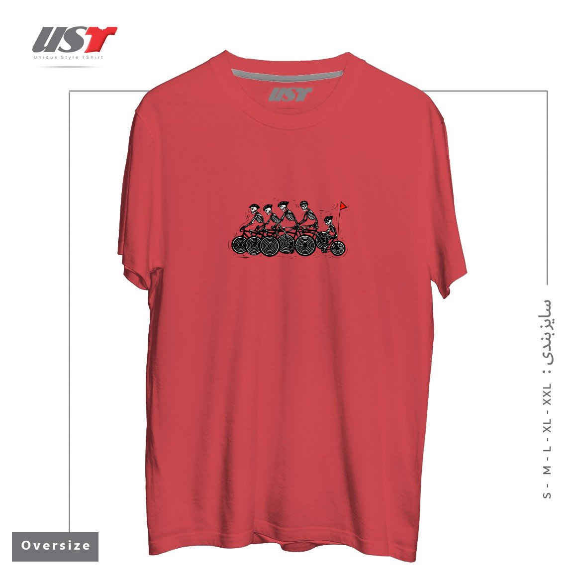 طرح SKELETON BIKE TEAM تیشرت اورسایزرنگ ماتیکی