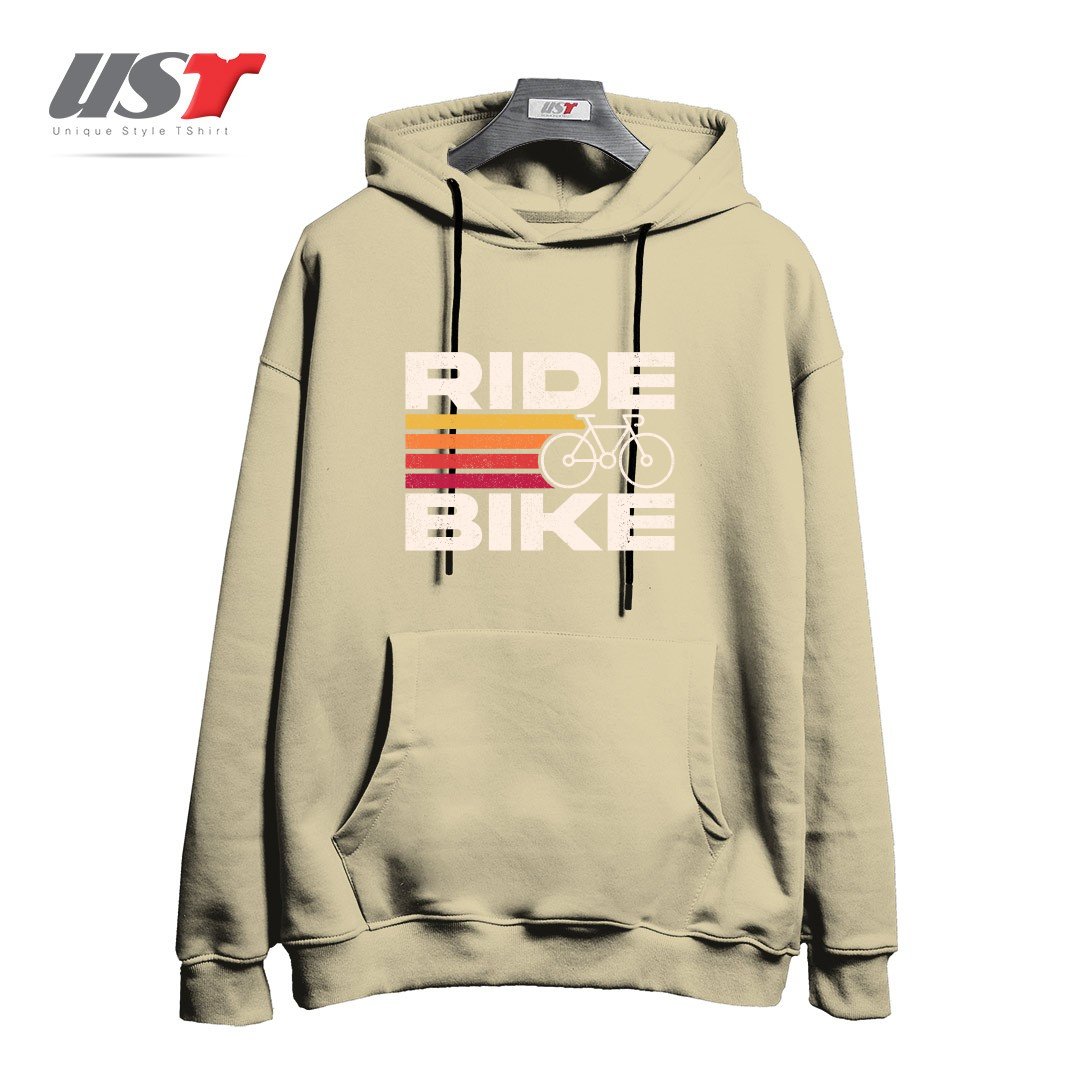 طرح RIDE BIKE هودی اورسایزرنگ نخودی