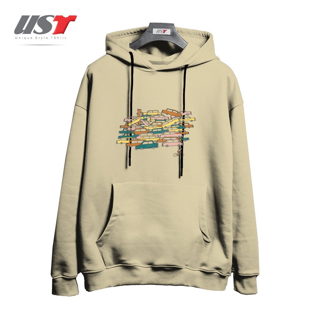 طرح BIKE LANE هودی اورسایزرنگ نخودی