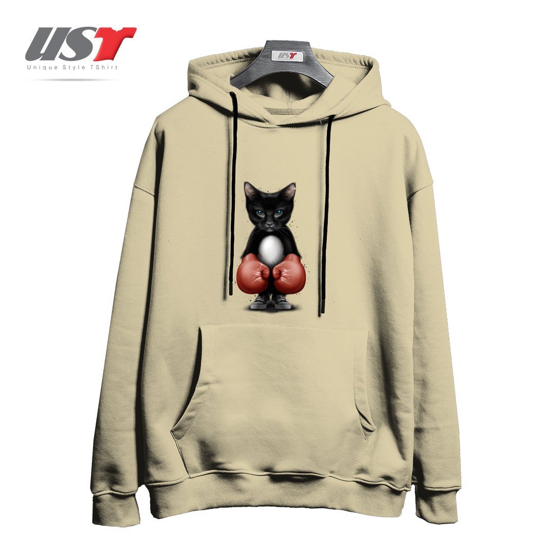 طرح BOXER CAT 2017 هودی اورسایزرنگ نخودی