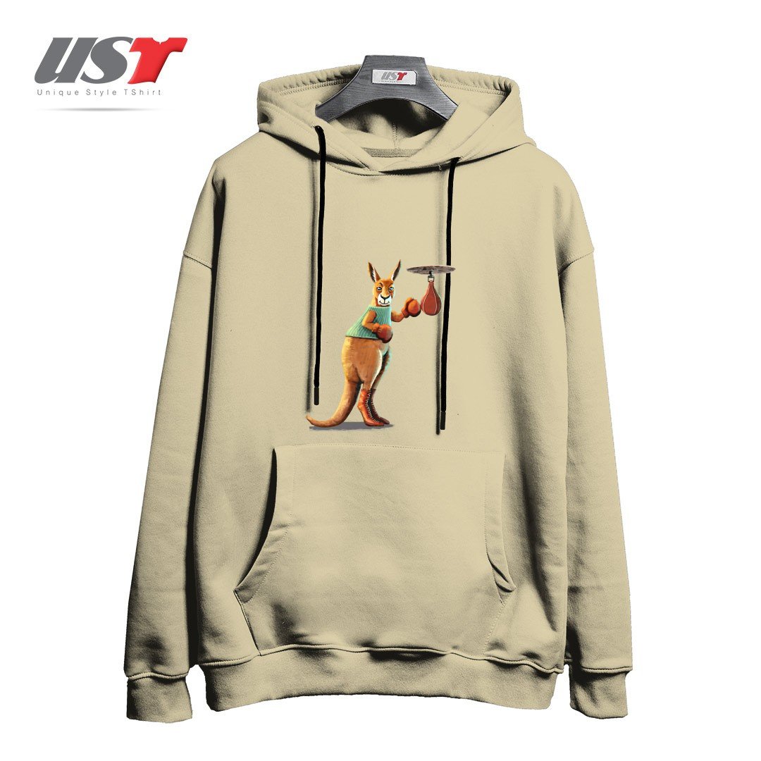 طرح BOXING KANGAROO هودی اورسایزرنگ نخودی