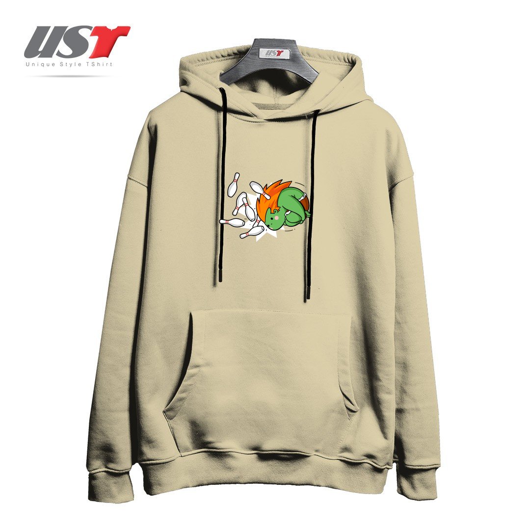 طرح SPORTY BUDDY BOWLING هودی اورسایزرنگ نخودی