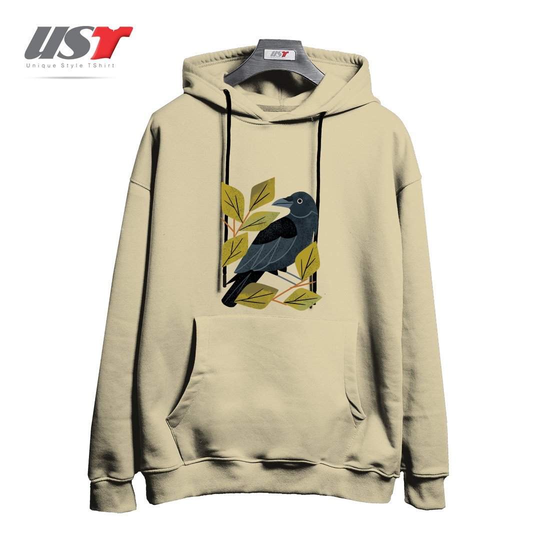 طرح PERCHING RAVEN هودی اورسایزرنگ نخودی