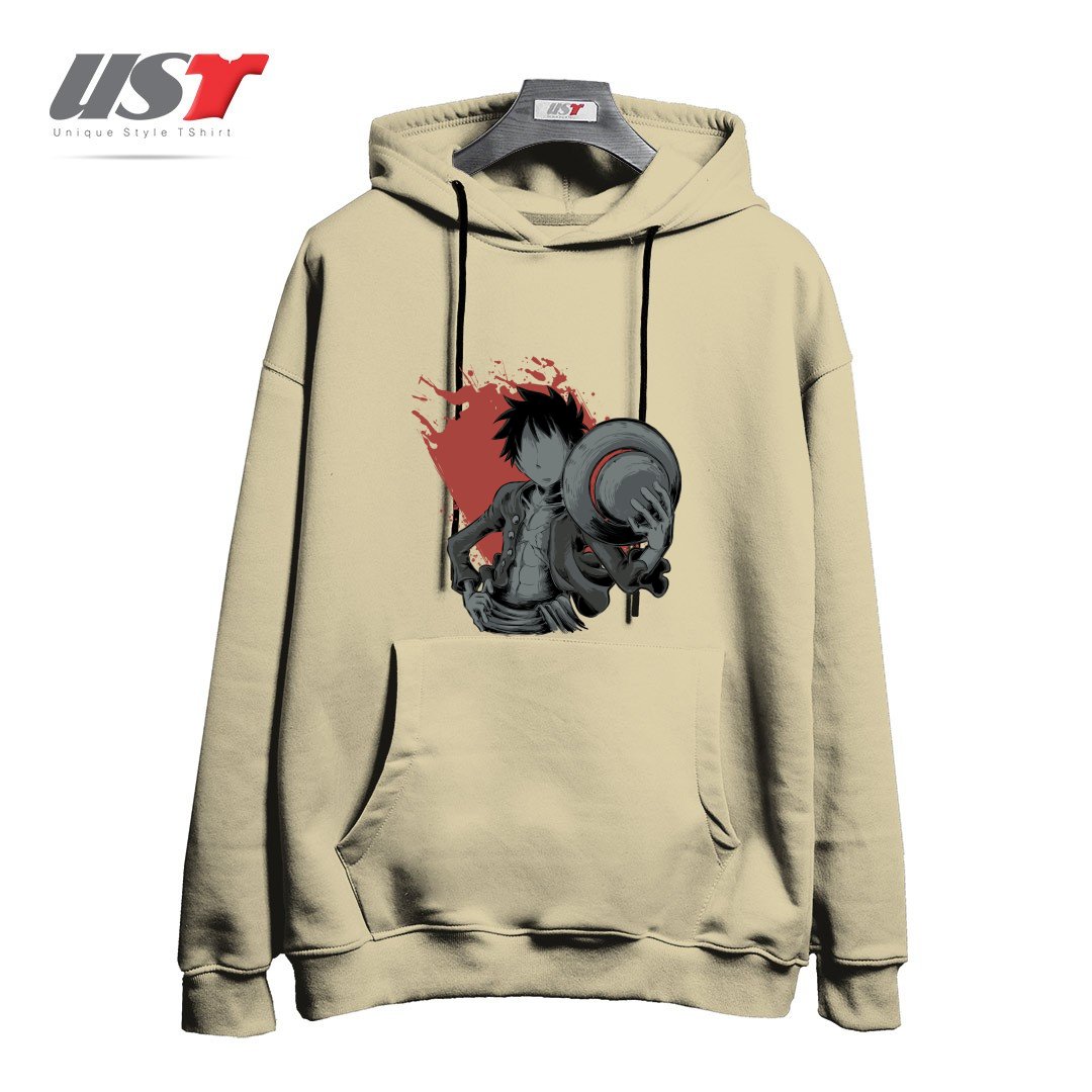 طرح Dark Luffy هودی اورسایزرنگ نخودی