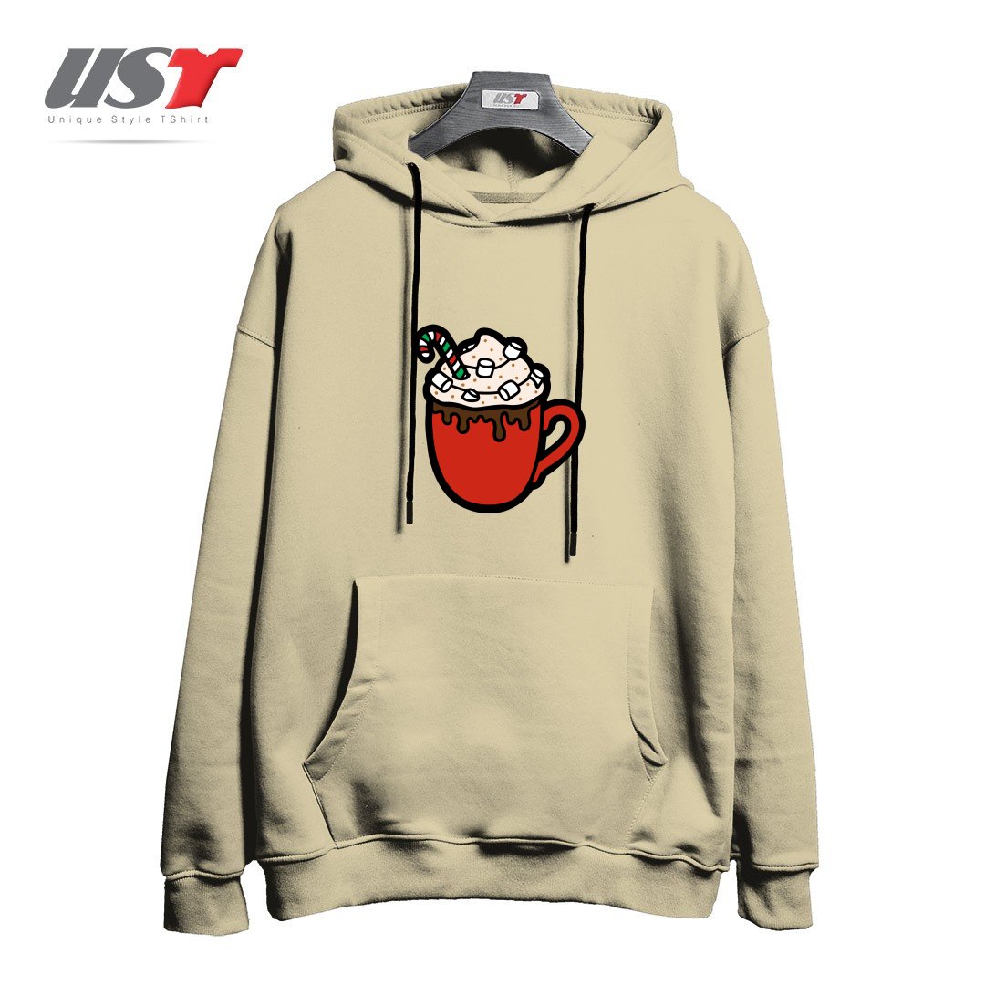 طرح FESTIVE HOT COCOA هودی اورسایزرنگ نخودی