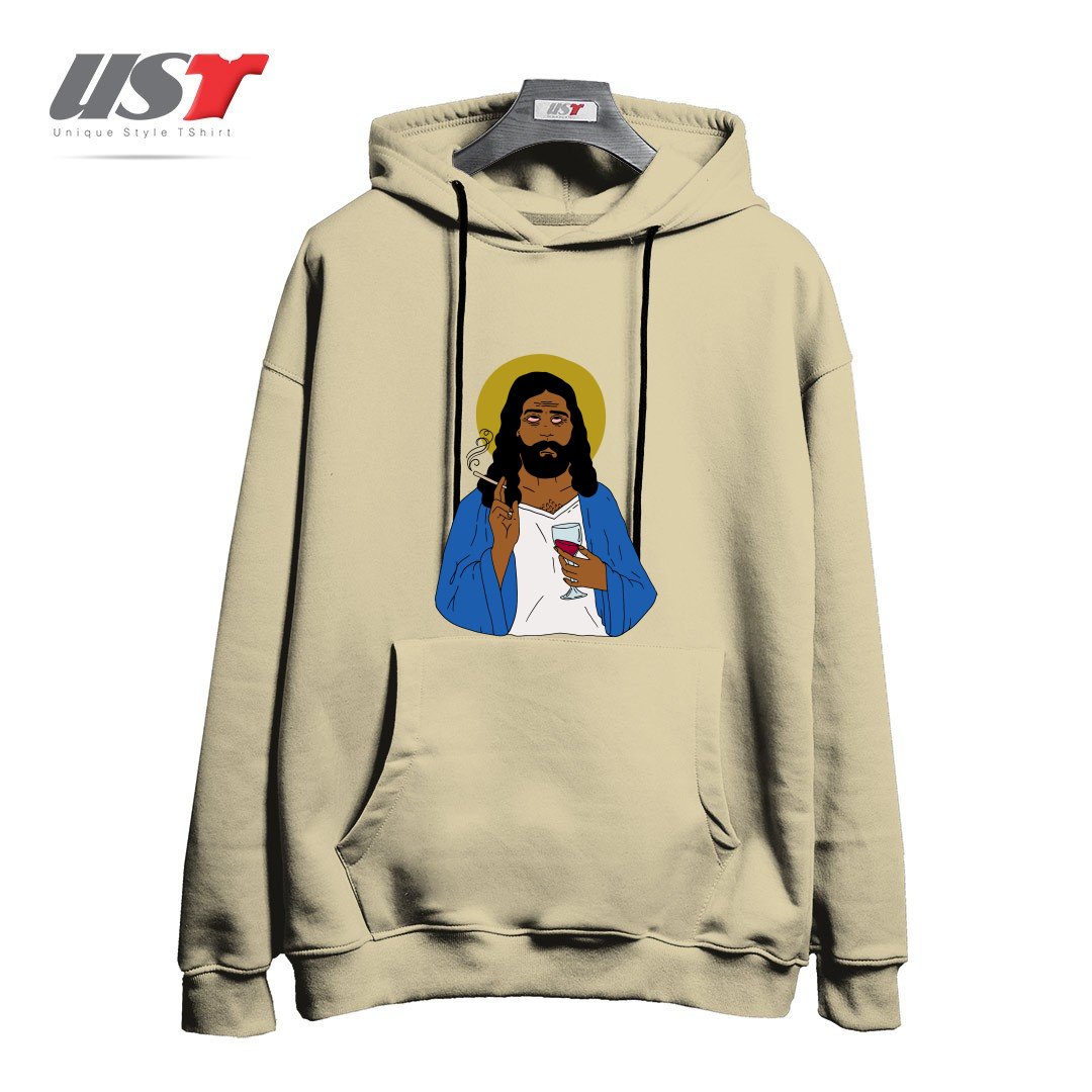 طرح EMOTIONALLY EXHAUSTED INTOXICATED JESUS هودی اورسایزرنگ نخودی