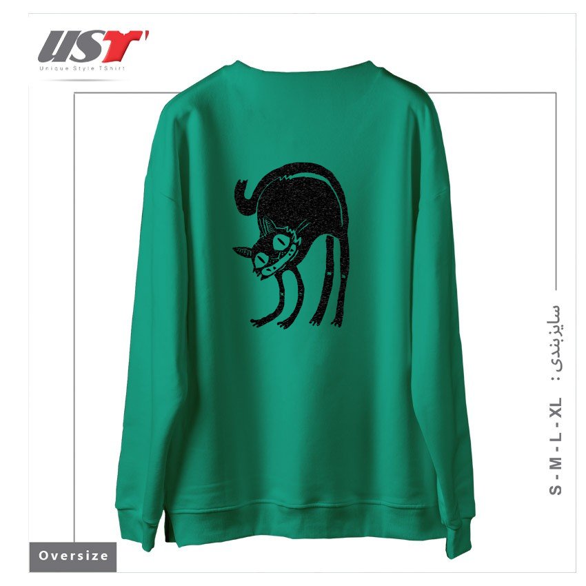 طرح CUsersManiDesktoptarhKhorojiBLACK CAT - LEGEND DERRY سوییشرت اورسایزرنگ سبز سدری