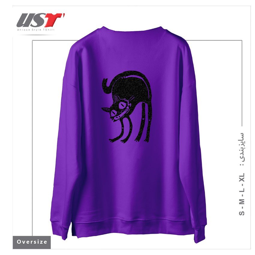 طرح CUsersManiDesktoptarhKhorojiBLACK CAT - LEGEND DERRY سوییشرت اورسایزرنگ بنفش